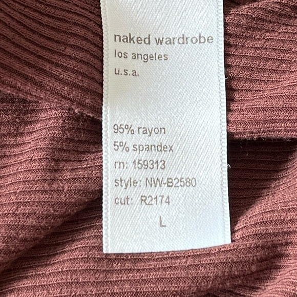 Naked Wardrobe Chocolate Brown Fine Ribbed Stretchy Bodysuit with Snaps - Picture 5 of 8